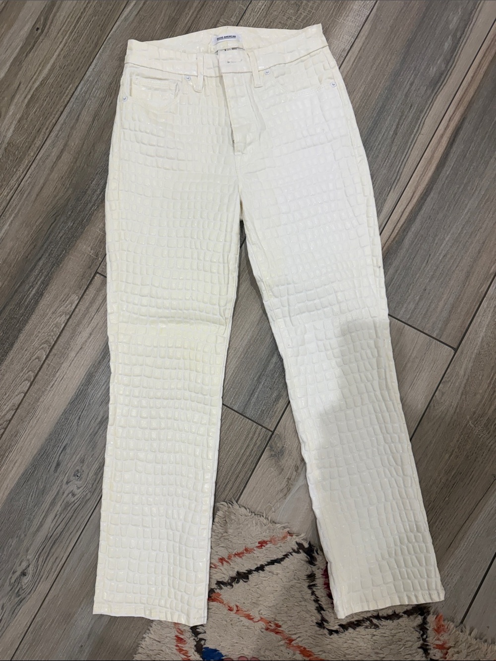 White Textured Straight-Leg “good straight” Women's Jeans